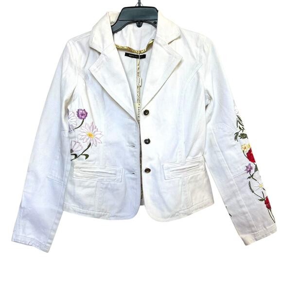 NWT Peppe Peluso Embroidered design Jean jacket Size Small - Picture 1 of 6